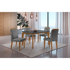 Conjunto Sala De Jantar Mesa Liz 120cm Com Vidro Canto Copo E