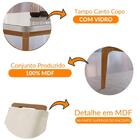 Conjunto Sala De Jantar Mesa Liz 120cm Com Vidro Canto Copo E