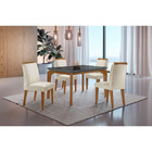 Conjunto Sala De Jantar Mesa Liz 120cm Com Vidro Canto Reto E
