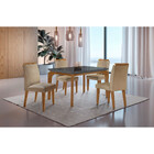 Conjunto Sala De Jantar Mesa Liz 120cm Com Vidro Canto Reto E
