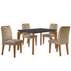 Conjunto Sala De Jantar Mesa Liz 120cm Com Vidro Canto Reto E