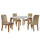 Conjunto Sala De Jantar Mesa Liz 120cm Mdf Canto Copo E 4 Cad
