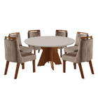 Conjunto Sala De Jantar Mesa Liz 6 Cadeiras Dallas Tampo Mdf/