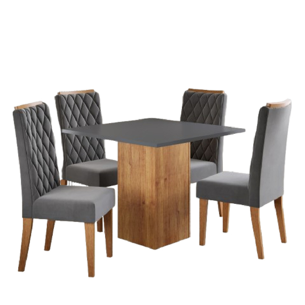 Conjunto Sala De Jantar Mesa Lord Quadrada 0,90m 4 Cadeiras B