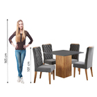 Conjunto Sala De Jantar Mesa Lord Quadrada 0,90m 4 Cadeiras B