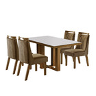 Conjunto Sala De Jantar Mesa Lottus Tampo Mdf E Vidro E 4 Cad