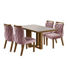 Conjunto Sala De Jantar Mesa Lottus Tampo Mdf E Vidro E 4 Cad