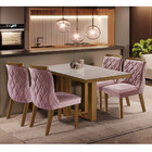 Conjunto Sala De Jantar Mesa Lottus Tampo Mdf E Vidro E 4 Cad