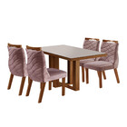 Conjunto Sala De Jantar Mesa Lottus Tampo Mdf E Vidro E 4 Cad