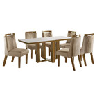 Conjunto Sala De Jantar Mesa Lottus Tampo Mdf/vidro E 6 Cadei
