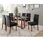 Conjunto Sala De Jantar Mesa Louise Com Vidro 160cm 6 Cadeira