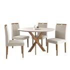 Conjunto Sala De Jantar Mesa Maceió 110cm Tampo Redondo Vidro