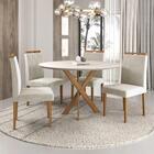 Conjunto Sala De Jantar Mesa Maceió 110cm Tampo Redondo Vidro