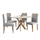 Conjunto Sala De Jantar Mesa Maceió 110cm Tampo Redondo Vidro