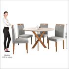 Conjunto Sala De Jantar Mesa Maceió 110cm Tampo Redondo Vidro