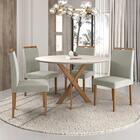 Conjunto Sala De Jantar Mesa Maceió 110cm Tampo Redondo Vidro