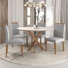 Conjunto Sala De Jantar Mesa Maceió 110cm Tampo Redondo Vidro