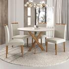 Conjunto Sala De Jantar Mesa Maceió 110cm Tampo Redondo Vidro