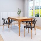 Conjunto Sala De Jantar Mesa Madeira Maciça 6 Cadeiras Wishbo