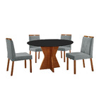 Conjunto Sala De Jantar Mesa Madri 110cm Tampo Redondo Vidro