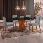 Conjunto Sala De Jantar Mesa Madri 110cm Tampo Redondo Vidro