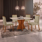 Conjunto Sala De Jantar Mesa Madri 120x90cm Tampo Retângular