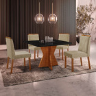 Conjunto Sala De Jantar Mesa Madri 90x90cm Tampo Retângular V