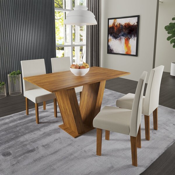 Conjunto Sala De Jantar Mesa Medelin Com 4 Cadeiras Venus  Pi