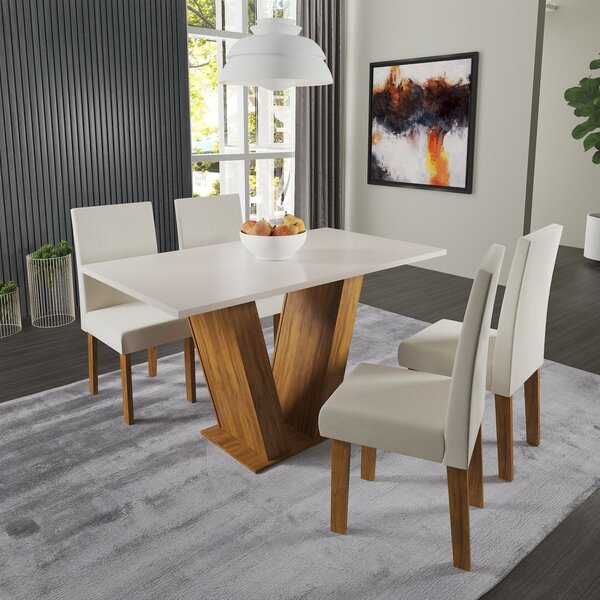 Conjunto Sala De Jantar Mesa Medelin Com 4 Cadeiras Venus  Pi