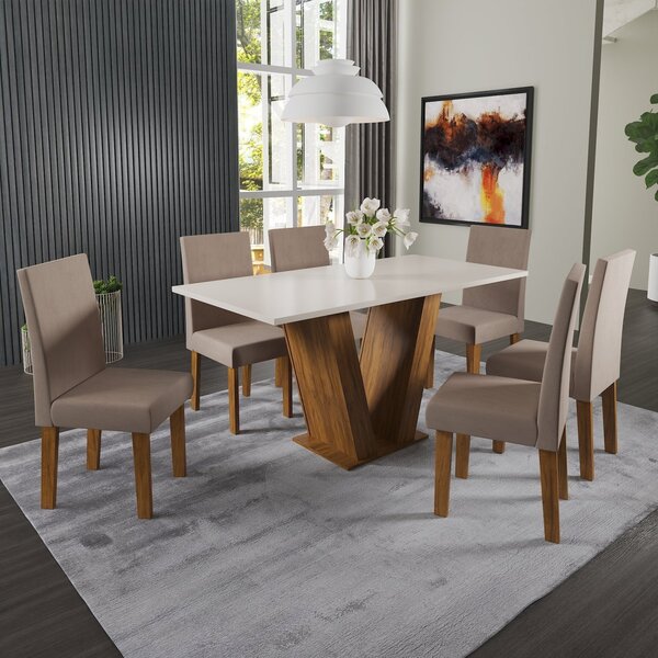 Conjunto Sala De Jantar Mesa Medelin Com 6 Cadeiras Venus  Pi