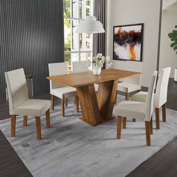 Conjunto Sala De Jantar Mesa Medelin Com 6 Cadeiras Venus  Pi