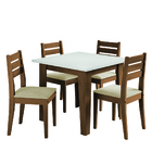 Conjunto Sala De Jantar Mesa Miami 0,90m 4 Cadeiras Dakar Ced