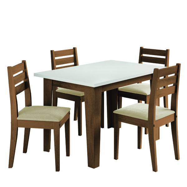 Conjunto Sala De Jantar Mesa Miami 1,20m 4 Cadeiras Dakar Ced