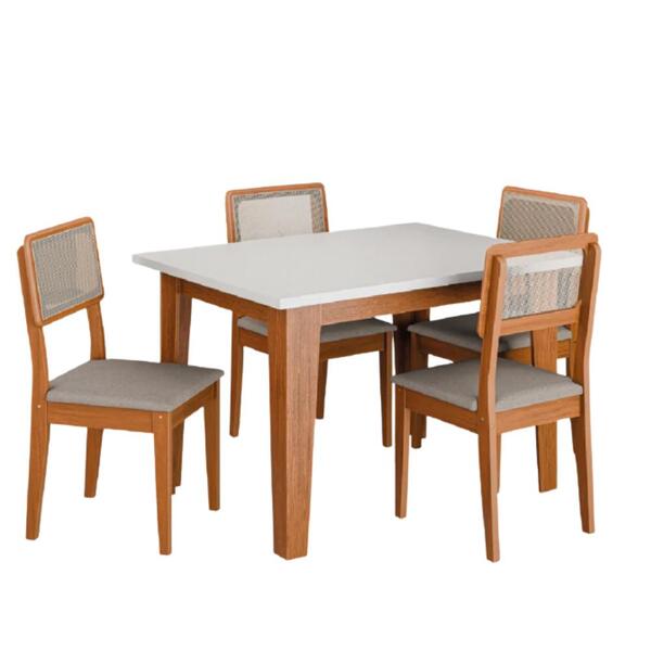 Conjunto Sala De Jantar Mesa Miami 1,20m 4 Cadeiras Santiago