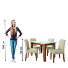 Conjunto Sala De Jantar Mesa Miami 1,20m 4 Cadeiras Trieste M