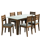 Conjunto Sala De Jantar Mesa Miami 1,60m 6 Cadeiras Dakar Ced