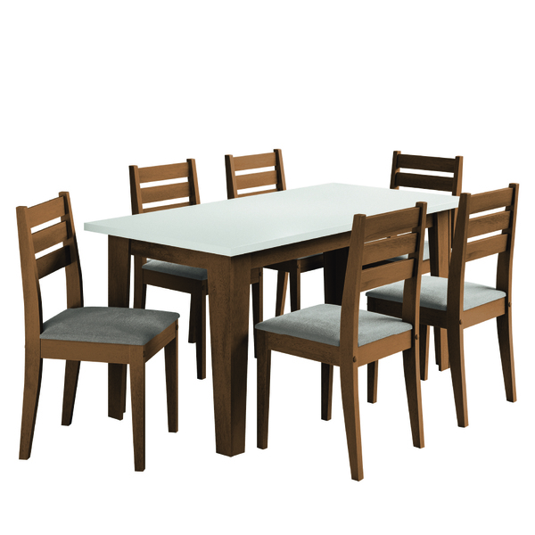 Conjunto Sala De Jantar Mesa Miami 1,60m 6 Cadeiras Dakar Ced