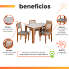 Conjunto Sala De Jantar Mesa Miami 1,60m 6 Cadeiras Santiago