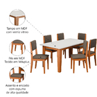 Conjunto Sala De Jantar Mesa Miami 1,60m 6 Cadeiras Trento Do