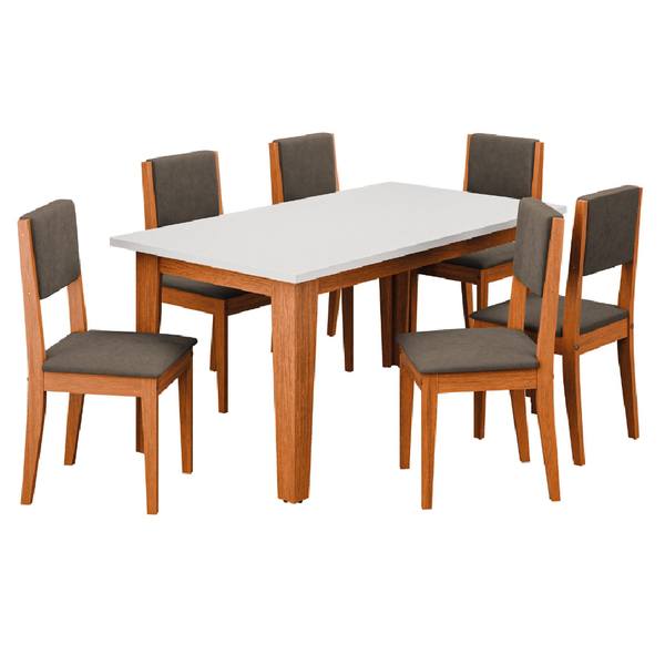 Conjunto Sala De Jantar Mesa Miami 1,60m 6 Cadeiras Trento Do