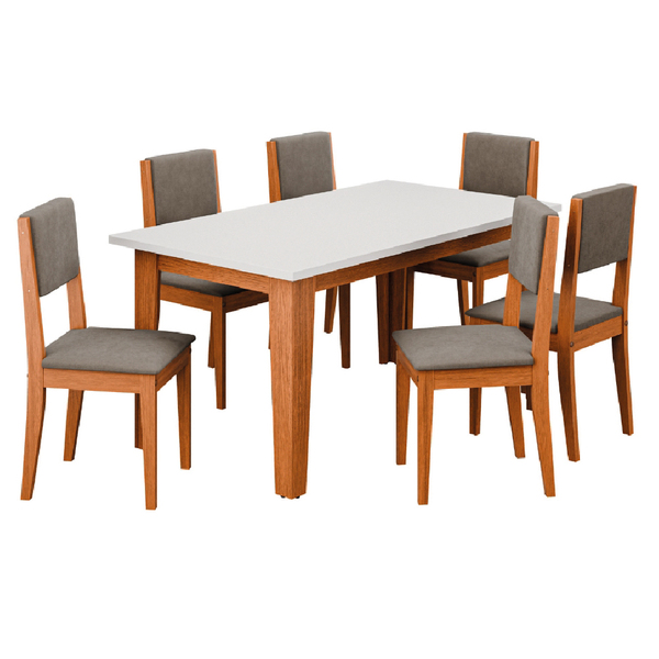 Conjunto Sala De Jantar Mesa Miami 1,60m 6 Cadeiras Trento Do