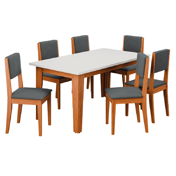 Conjunto Sala De Jantar Mesa Miami 1,60m 6 Cadeiras Trento Do
