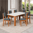 Conjunto Sala De Jantar Mesa Miami 1,60m 6 Cadeiras Trento Do