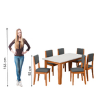Conjunto Sala De Jantar Mesa Miami 1,60m 6 Cadeiras Trento Do