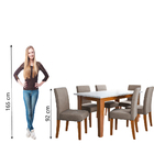 Conjunto Sala De Jantar Mesa Miami 1,60m 6 Cadeiras Trieste D