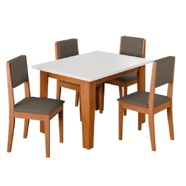 Conjunto Sala De Jantar Mesa Miami Quadrada 1,20m 4 Cadeiras