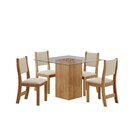 Conjunto Sala De Jantar Mesa Milao Tampo Vidro Com 4 Cadeiras