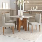 Conjunto Sala De Jantar Mesa Natal Tampo Vidro/mdf Com 4 Cade