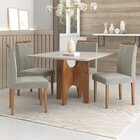 Conjunto Sala De Jantar Mesa Natal Tampo Vidro/mdf Com 4 Cade