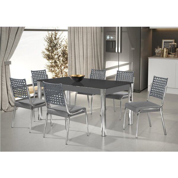 Conjunto Sala De Jantar Mesa Natani 160x90cm Com 6 Cadeiras N